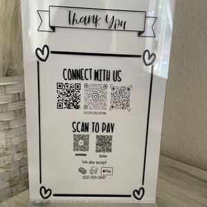 Scan to Pay Sign 5.5x8.5 QR Code Business Instagram Facebook Social Media Sign | Salon Sign | Beauty Sign | Hairdressers Beautician Sign