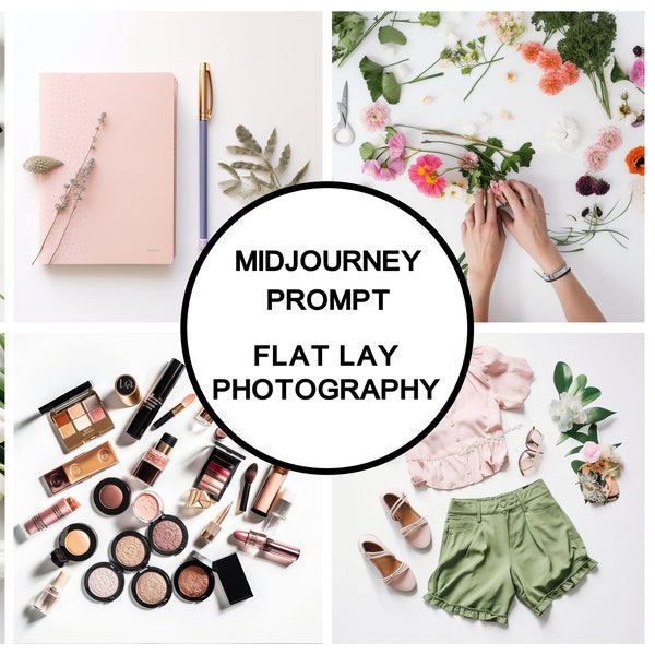 MidJourney Prompt for Flat Lay Photography, Best Midjourney Prompt, AI Generated Art, Instagram Blogger Photography, MidJourney Prompts