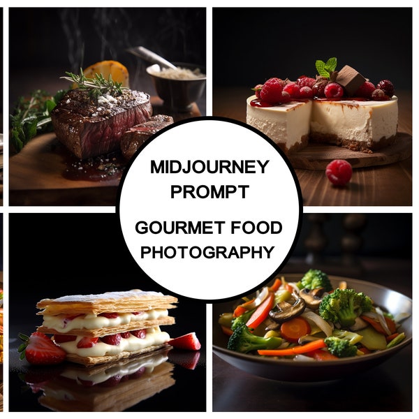 MidJourney Prompt for Gourmet Food Photography, Realistic food photography, Best Midjourney Prompt, Menu Cook book photos, Food blogger