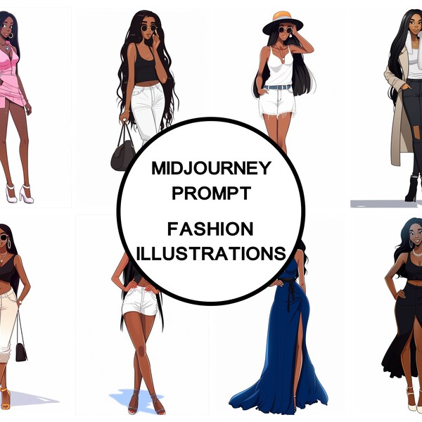 MidJourney Prompt for African American Fashion Illustrations, Cartoon Black Girls, AI Art, Best Midjourney Prompts, AI Generated Art, Prompt