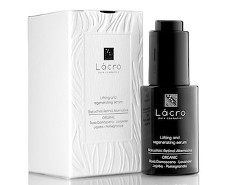 Siero viso di lusso antietà/Siero antirughe organico/Bakuchiol/Alternativa al retinolo naturale/Olio di rosa damascena/Olio di melograno/Olio di lavanda