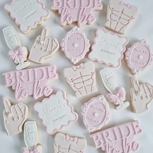 Hen Do cookies | Hen Do biscuits | Bride To Be biscuits | Personalised hen do cookies | Press for Champagne cookies