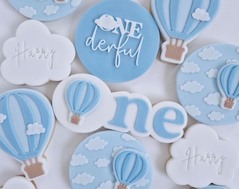 ONEderful | Hot Air Balloon | Up up and Away themed birthday cookies
