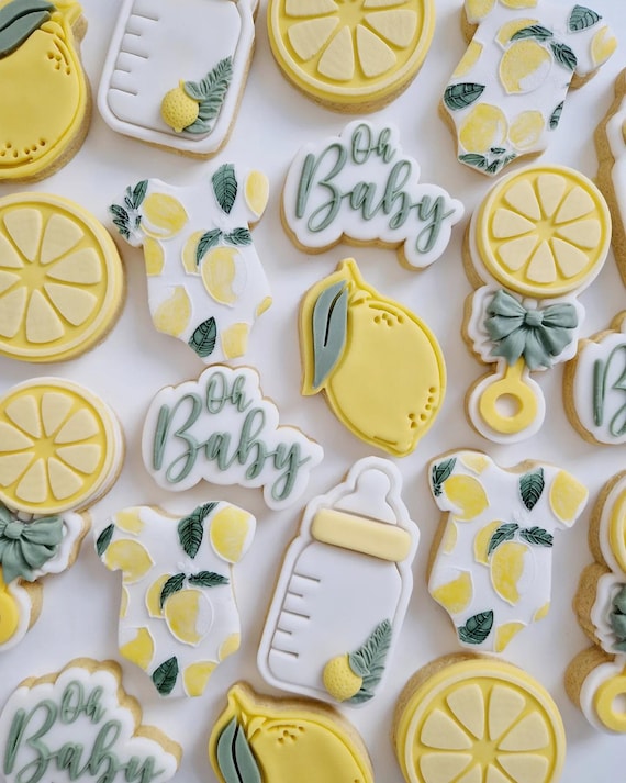 Lemon | Citrus Baby Shower Biscuits | Baby Shower Cookies
