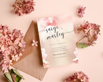 Wedding Invitation Template, Floral Wedding invite, Printable, Editable Wedding Invites, Templett INSTANT Download.