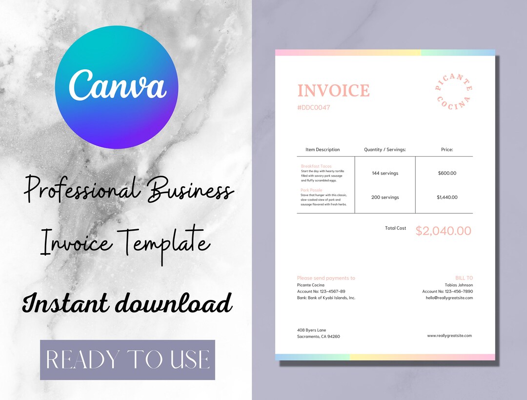 Professional Invoice Template | Modern Client Invoice | Editable ...