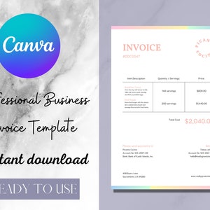 Professional Invoice Template | Modern Client Invoice | Editable Template | Services Invoice | Business Invoice.