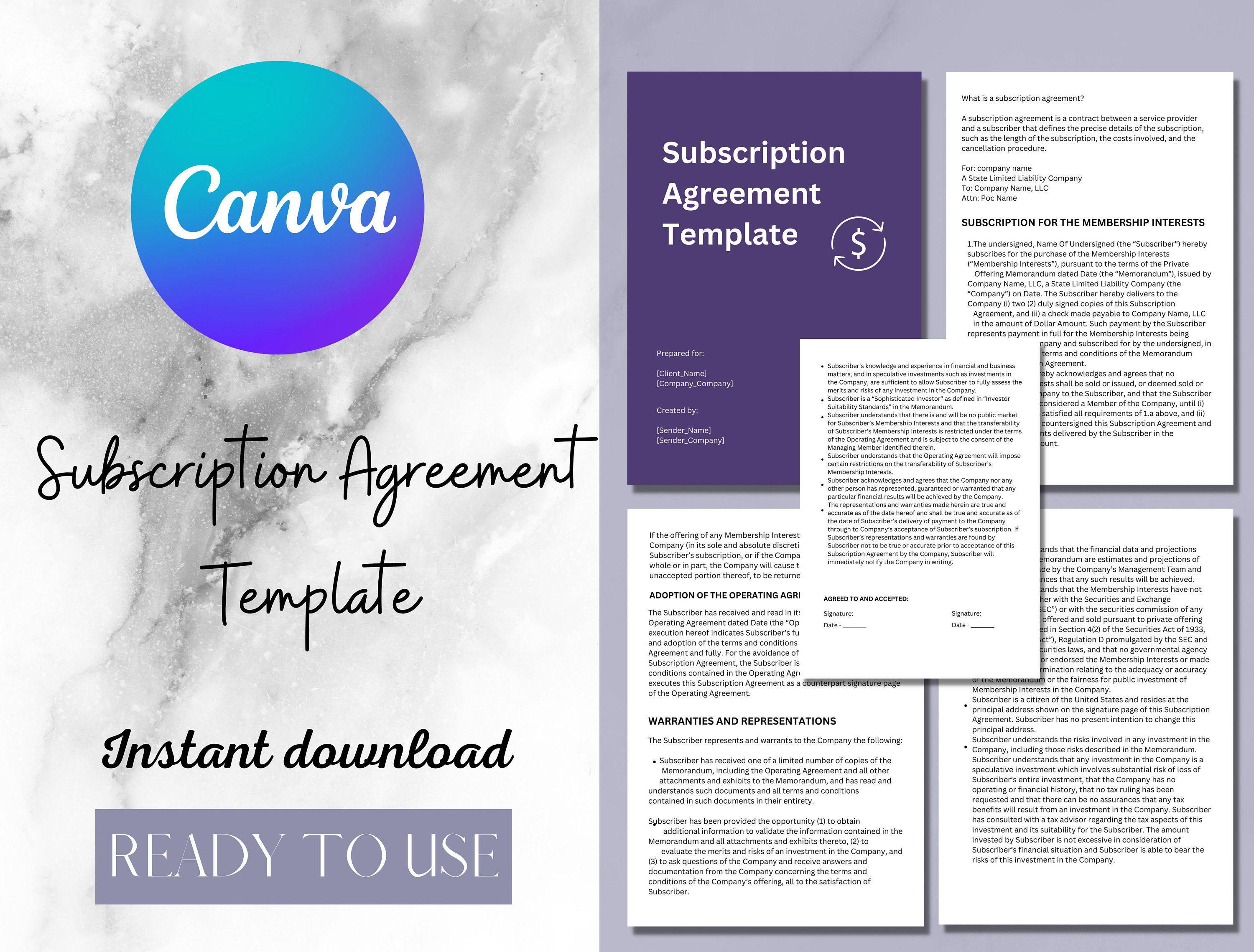 Subscription Agreement Template Subscriptions Agreement Template Contract  Template Small Business Agreements small Business Contracts 