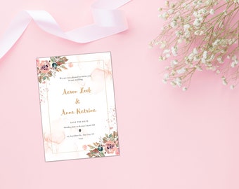 Wedding Invitation Template, Minimalist Wedding invite, Printable, Editable Wedding Invites, Templett INSTANT Download.