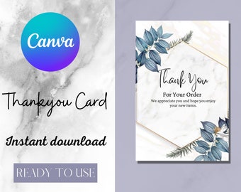 Thank You Card Template, Editable Business Thank You Card Thanks For Your Purchase Card, Printable Thank You Package.
