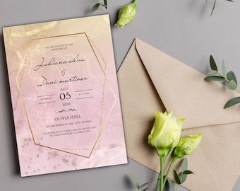 Modern Invitation, Wedding Invitation, Minimalist Wedding Invitation, Printable Invitation, Editable Template, instant Download.