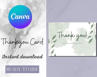 Thank You Card Template, Editable Business Thank You Card Thanks For Your Purchase Card, Printable Thank You Package.