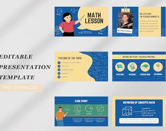 Blauw en crème moderne minimalistische wiskundelespresentatie | Minimale e-learning presentatiesjabloon | Bewerkbare sjablonen.