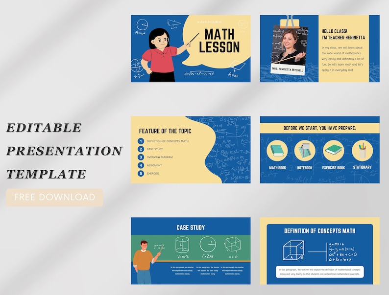 Blue and Cream Modern Minimalist Math Class Presentation | Minimal E ...