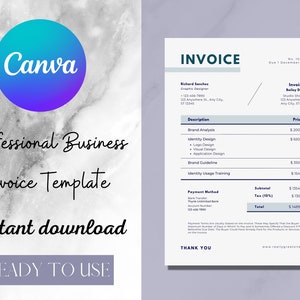 Professional Invoice Template | Modern Client Invoice | Editable Template | Services Invoice | Business Invoice.