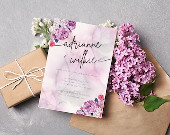 Wedding Invitation Template Set, Minimalist Wedding invite, Printable, Editable Wedding Invites, Templet INSTANT Download.