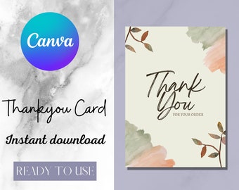 Thank You Card Template, Editable Business Thank You Card Thanks For Your Purchase Card, Printable Thank You Package.