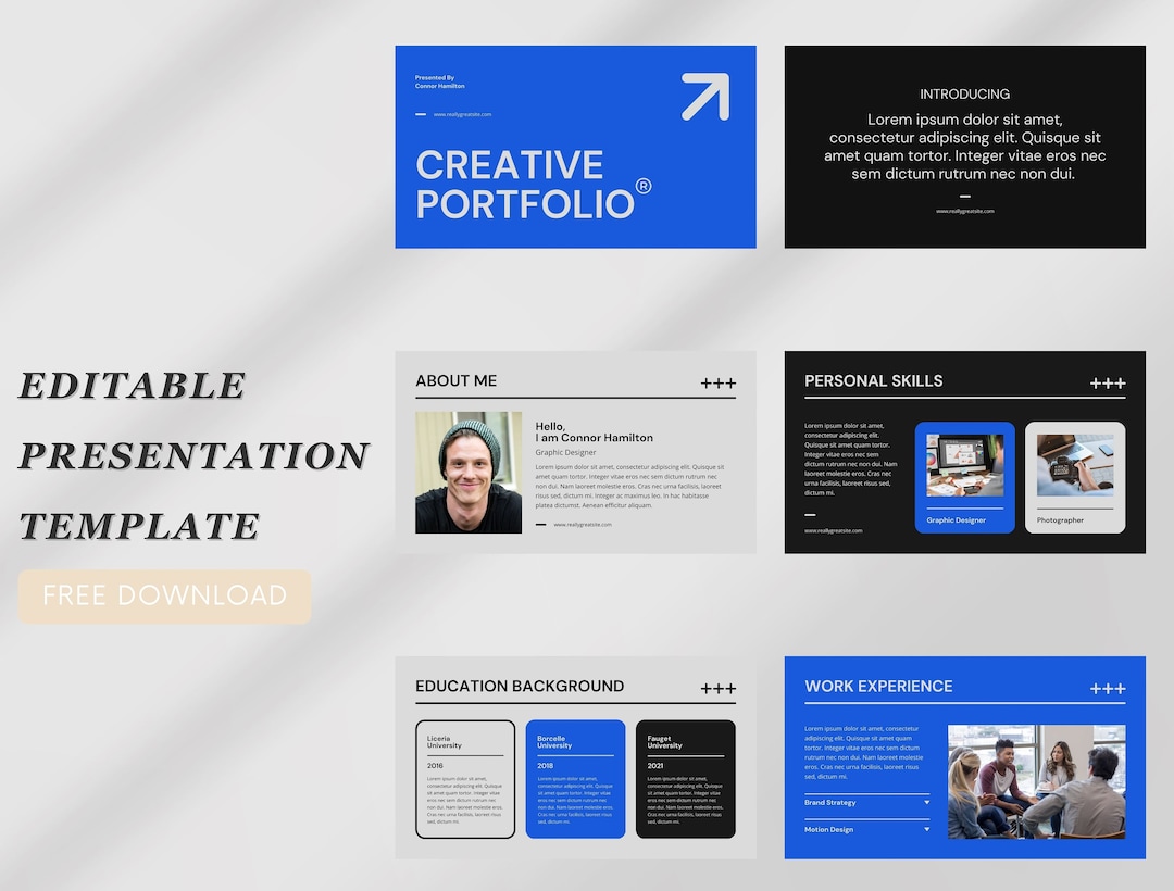 Blue and Black Modern Creative Portfolio Presentation | Minimal E ...