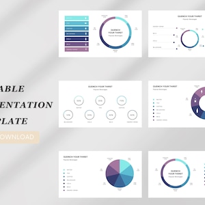 Blauwe cirkeldiagrampresentatie | Minimale e-learning presentatiesjabloon | Bewerkbare sjablonen.