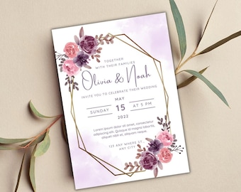 Invitation moderne, faire-part de mariage, faire-part de mariage minimaliste, faire-part imprimable, modèle modifiable, téléchargement immédiat.