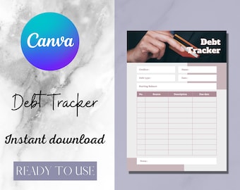 Zahlungs-Tracker druckbar, druckbare Debitoren-Tracker, bearbeitbare Debitoren-Tracker, Debt Payoff Log, Geld-Planer, Budget-Planer PDF