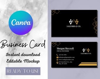 Tarjeta de visita editable, plantilla de tarjeta de visita, tarjeta de visita DIY, tarjeta de visita Canva, tarjeta de visita de doble cara