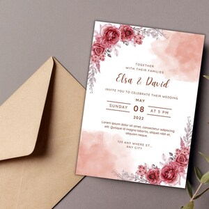 Modern Invitation, Wedding Invitation, Minimalist Wedding Invitation, Printable Invitation, Editable Template, instant Download.