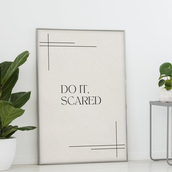 Art prints, Digital prints, Therapy office decor, Wall art, Minimalist wall art, Do it scared