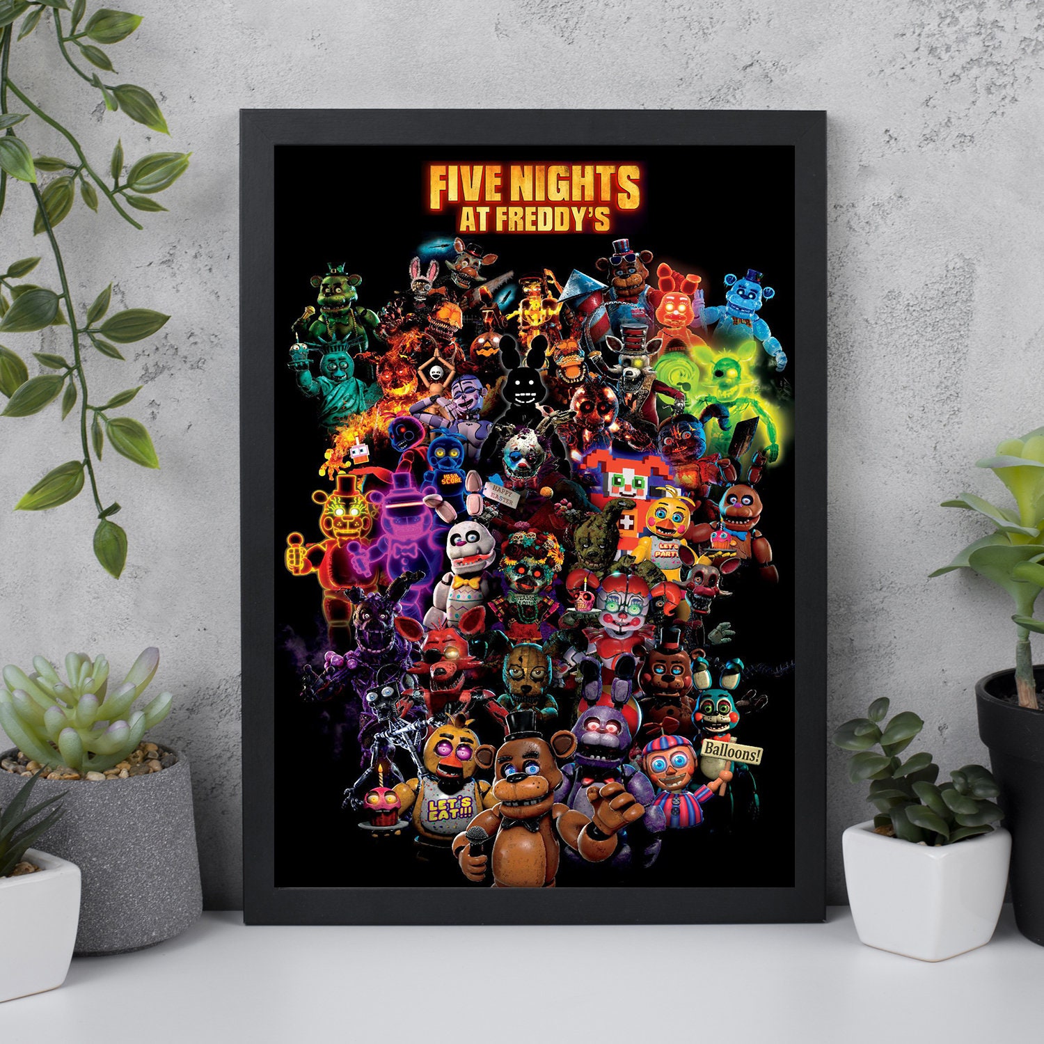 Five Nights at Freddy's - Celebrate Wall Poster with Wooden