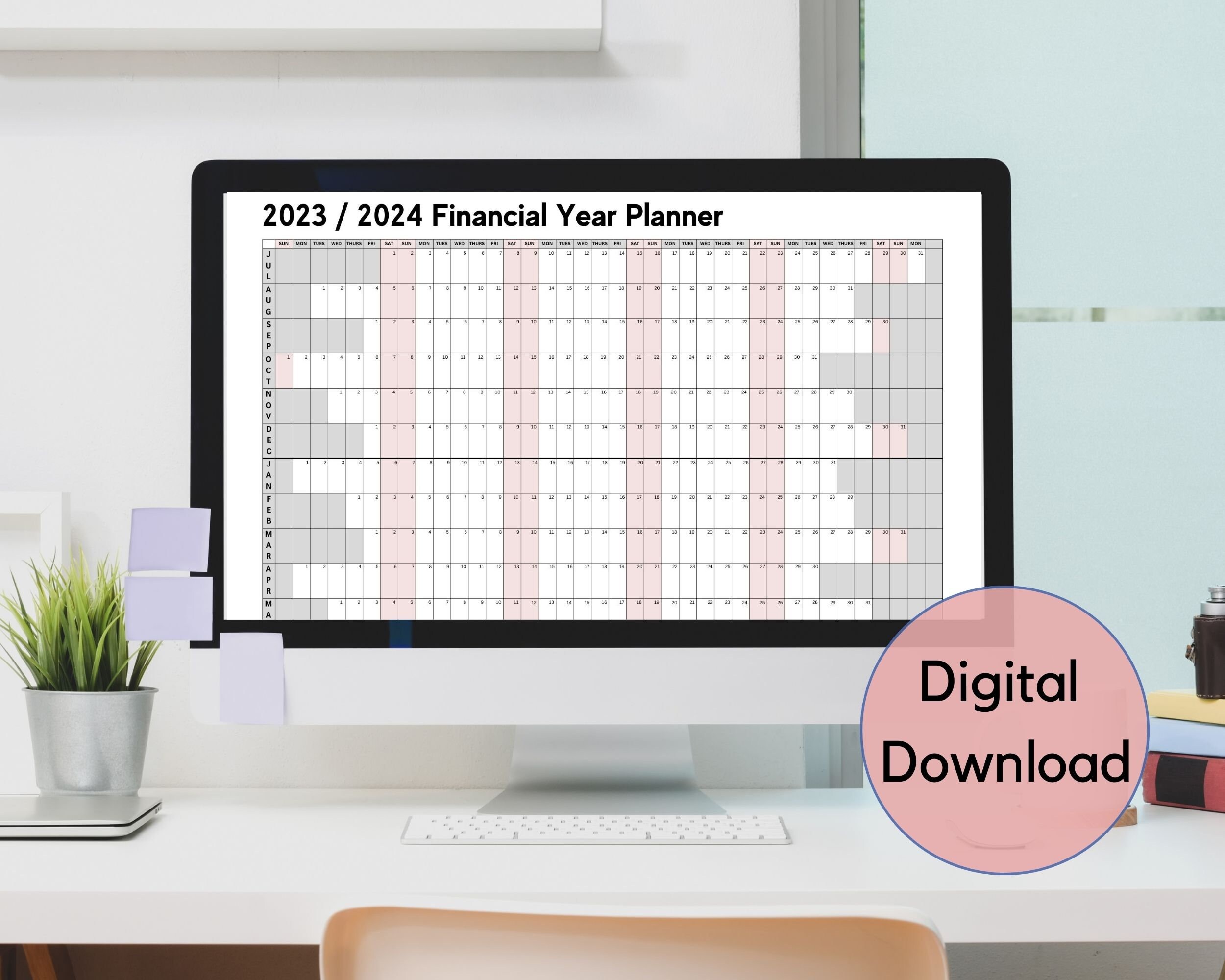 2023 / 2024 Financial Year Wall Planner Printable Calendar Etsy Australia