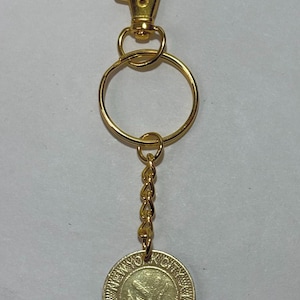 Vintage 1980 NYC Transit Token Keychain, Gold Tone