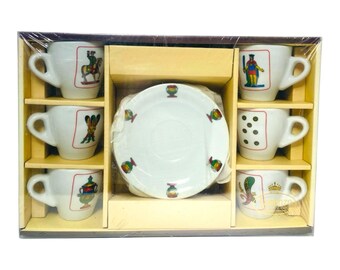 Set of 12 Espresso Cups & Saucers, Service For Six Italian Cards