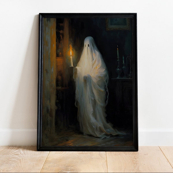 Ghost by Candlelight, Vintage Poster, Art Poster Print, Dark Academia, Gothic Victorian.