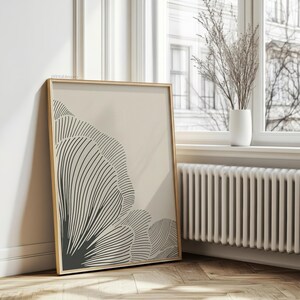 Neutral Lines Abstract Floral Downloadable Art Print, Minimalist Poster, Neutral Living Room Prints, Beige and Black Digital Print image 4