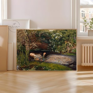 Ophelia by John Everett Millais | Pre-Raphaelite Woman Portrait Painting Print | British Art Print | Printable Wall Art | Digital Download