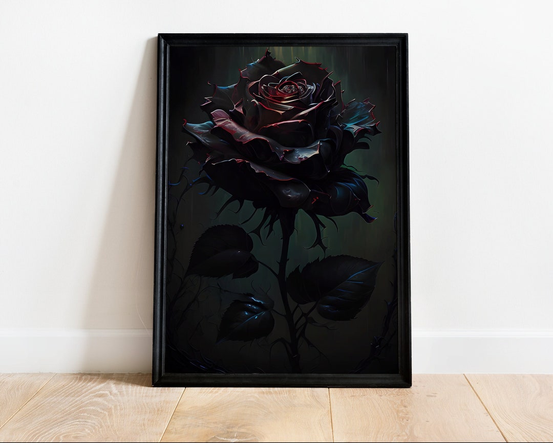 Gothic Black Rose Art, Art Poster Print, Home Decor, Vintage Floral ...