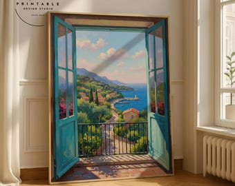 Open Window Henri Matisse Print, Henri Matisse Style Fauvism Painting, Modern Exhibition Print, Patio Doors Italy Mediterranean, Lake Como