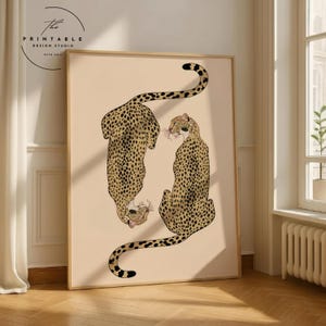 Trendy Leopard Wall Art, Cheetah Wall Art, Preppy Wall Art, Retro Poster, Aesthetic Apartment Decor, Maximalist Wall Art, DIGITAL DOWNLOAD