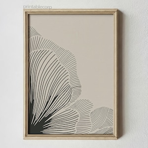 Neutral Lines Abstract Floral Downloadable Art Print, Minimalist Poster, Neutral Living Room Prints, Beige and Black Digital Print image 9