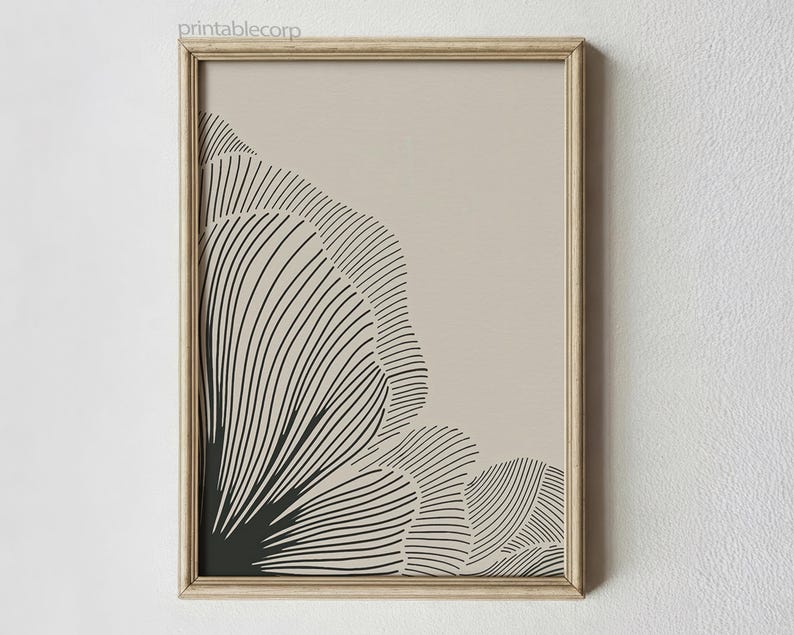 Neutral Lines Abstract Floral Downloadable Art Print, Minimalist Poster, Neutral Living Room Prints, Beige and Black Digital Print image 9