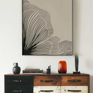 Neutral Lines Abstract Floral Downloadable Art Print, Minimalist Poster, Neutral Living Room Prints, Beige and Black Digital Print image 16