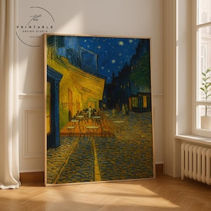 Vincent van Gogh Café Terrasse bei Nacht | Impressionistische Malerei | Französische Stadtansicht Poster | Druckbare Wandkunst | Digitaler Download