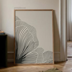 Neutral Lines Abstract Floral Downloadable Art Print, Minimalist Poster, Neutral Living Room Prints, Beige and Black Digital Print image 6