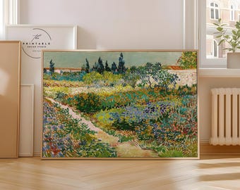 Jardín de Vincent van Gogh en Arlés / Pintura impresionista / Impresión de flores de verano francesas / Arte mural imprimible / Descarga digital