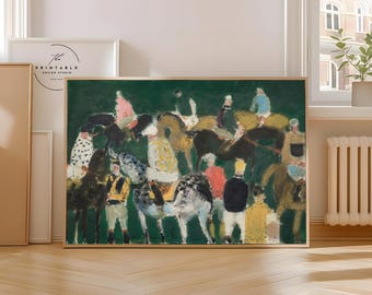 Abstract Equestrian PRINTABLE Wall Art | Vintage Cottage Core Decor Landscape Oil Painting Digital Download