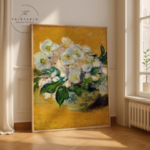 Claude Monet Christmas Roses | Impressionist Painting | Floral Print | Vintage Art Print | Flower Print | Monet Wall Art | Digital Download