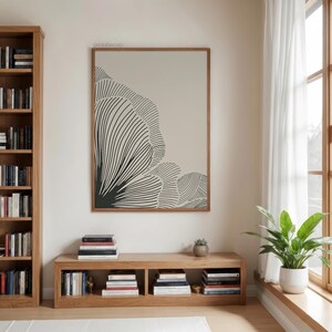 Neutral Lines Abstract Floral Downloadable Art Print, Minimalist Poster, Neutral Living Room Prints, Beige and Black Digital Print image 14