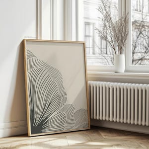 Neutral Lines Abstract Floral Downloadable Art Print, Minimalist Poster, Neutral Living Room Prints, Beige and Black Digital Print image 11