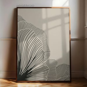 Neutral Lines Abstract Floral Downloadable Art Print, Minimalist Poster, Neutral Living Room Prints, Beige and Black Digital Print image 7
