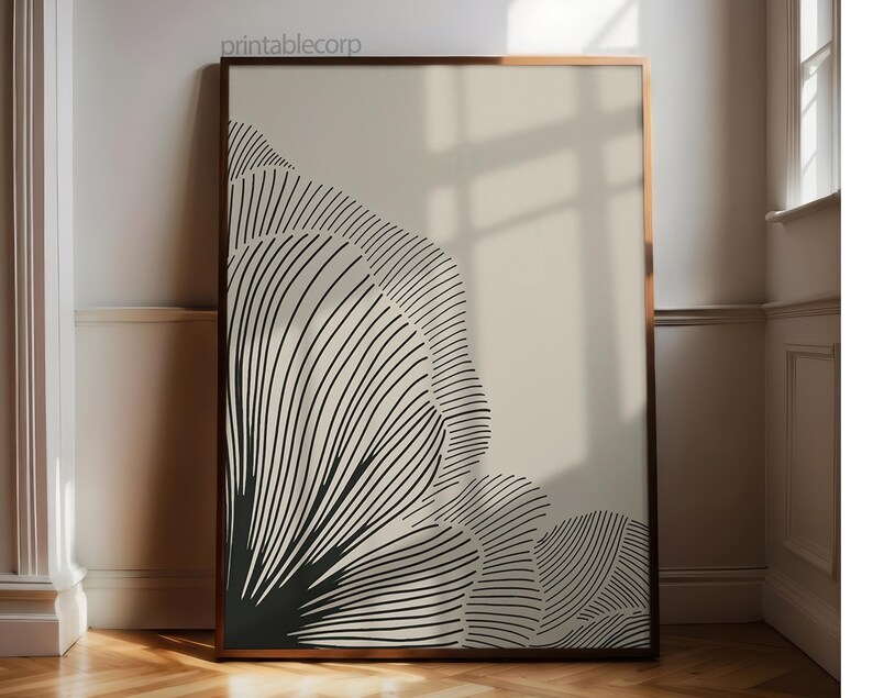 Neutral Lines Abstract Floral Downloadable Art Print, Minimalist Poster, Neutral Living Room Prints, Beige and Black Digital Print image 7